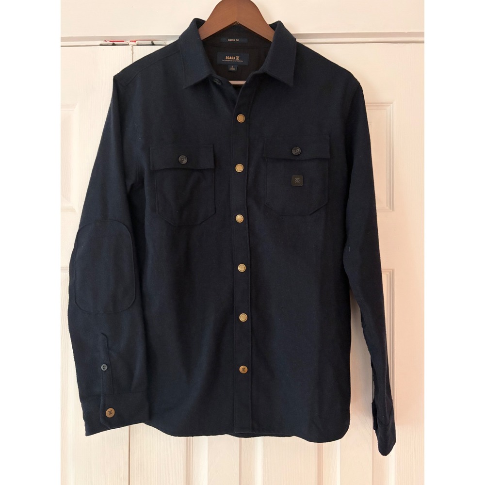 Roark Revival Nordsman Navy Blue Wool Blend Flannel Shirt Mens Small Classic Fit